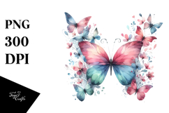 Watercolor V Painting with Cute Butterfly, Transparent PNG Product Image 1
