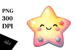 Smiling Star Watercolor PNG Product Image 1