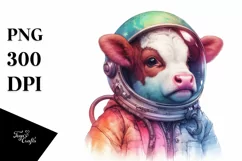 Baby Cow with Space Helmet, Transparent PNG Product Image 1