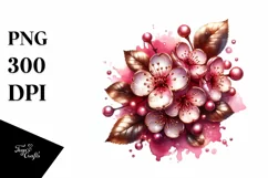 Detailed Shiny Cherry Blossom Watercolor Splash Product Image 3