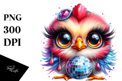 Chic Baby Chicken in Disco Ball Outfit, PNG Product Image 1