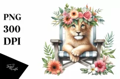 Watercolor Beach Chair Lion Clipart Product Image 3