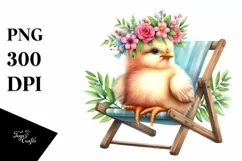 Watercolor Beach Chair Chicken Clipart Product Image 3