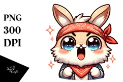 Excited Bunny with Bandana PNG Product Image 1