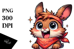 Excited Bunny with Bandana PNG Product Image 1