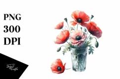 Watercolor with Large Poppy | Sublimation Clipart Product Image 3