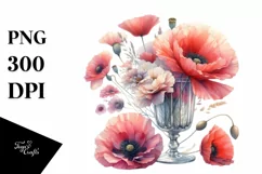 Filled Poppy Watercolor Clipart Product Image 3