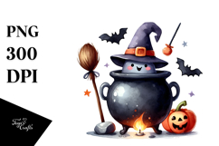 Funny Halloween Cauldron Clipart PNG Product Image 1
