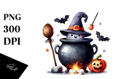 Funny Halloween Cauldron Clipart PNG Product Image 1