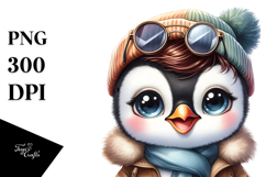 Cute Baby Penguin with Hat PNG Product Image 1