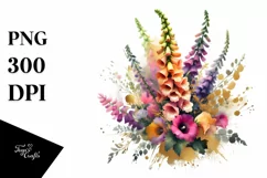 Vibrant Bouquet with Foxglove | Sublimation | Clipart Product Image 3