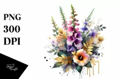 Vibrant Bouquet with Foxglove | Sublimation | Clipart Product Image 3