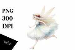 Washed Watercolor Whimsical Fairy Running PNG Product Image 1