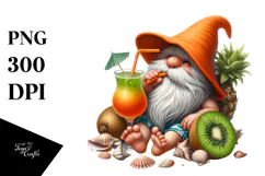 Pastel Gnome with Kiwi Beach Wear | Sublimation | Clipart Product Image 1