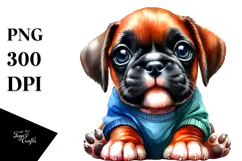 Expressive Baby Boxer Watercolor PNG Product Image 1