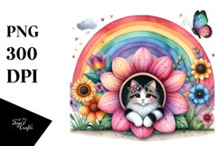 Watercolor Cat House with Colorful Scene | Sublimation Product Image 1