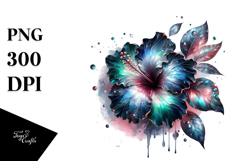 Abstract Metallic Hibiscus Watercolor | Sublimation | Product Image 1