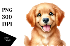 Happy Cartoon Golden Retriever, PNG Product Image 1