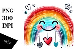 colorful Rainbow with Hearts, PNG Product Image 1