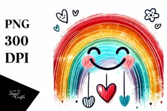 colorful Rainbow with Hearts, PNG Product Image 1