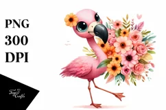 Flamingo with Flower Bouquet | Sublimation Clipart Product Image 3