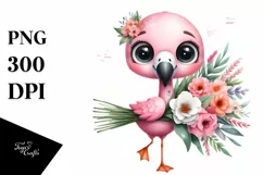 Flamingo with Flower Bouquet | Sublimation Clipart Product Image 3
