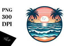 Vintage Beach Sunset Tshirt Design Product Image 1