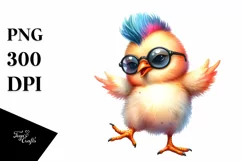 Vibrant Chicken with Cool Haircut PNG Product Image 1