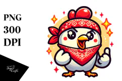Ridiculously Cute Chicken with Bandana PNG Product Image 1