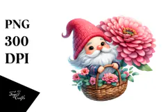 Floating Gnome with Large Zinnia PNG Product Image 1