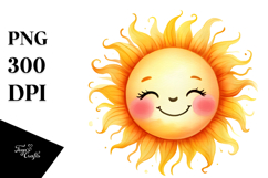 Watercolor Simple Smiling Sun PNG Product Image 1