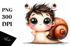 Watercolor Baby Snail Clipart Product Image 1