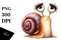 Watercolor Baby Snail Clipart Product Image 1