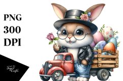 Goofy Bunny in Leather Hat, Transparent PNG Product Image 1