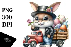 Goofy Bunny in Leather Hat, Transparent PNG Product Image 1