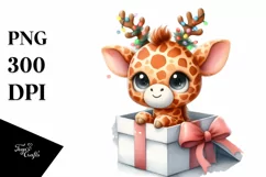 Cool Giraffe with Reindeer Horns PNG Product Image 1