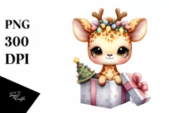 Cool Giraffe with Reindeer Horns PNG Product Image 3