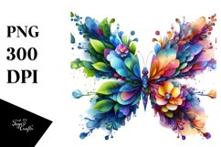 Vibrant Butterfly with Flowers, PNG Product Image 1