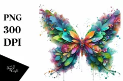 Vibrant Butterfly with Flowers, PNG Product Image 1