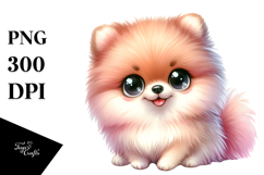 Cute Cartoon Pomeranian with Big Eyes PNG Product Image 1