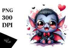 Cute Vampire with Love Sign PNG Product Image 1