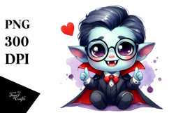 Cute Vampire with Love Sign PNG Product Image 1