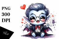 Cute Vampire with Love Sign PNG Product Image 3