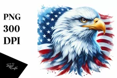 Detailed Patriotic Bald Eagle | USA Colors | Clipart Product Image 1