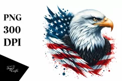 Detailed Patriotic Bald Eagle | USA Colors | Clipart Product Image 1
