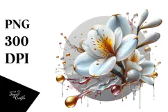 Abstract Freesia with Glossy Finish, Artistic PNG Product Image 1