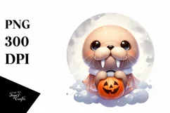 Digital Baby Walrus Halloween PNG Product Image 3
