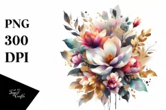 Colorful Bouquet with GOLD FOIL and Magnolia Product Image 1