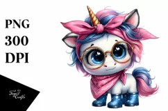 Watercolor Baby Unicorn Clipart Product Image 1