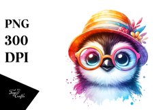 Colorful Layered Watercolor Cute Baby Penguin Product Image 1